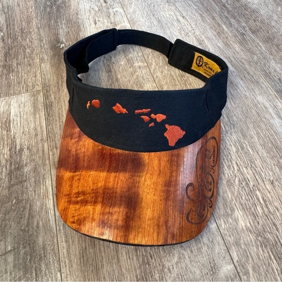 NWOT! Kona Cap Hawaii Visor with Wood Bill Hat - Picture 7 of 7